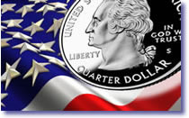US flag and quarter