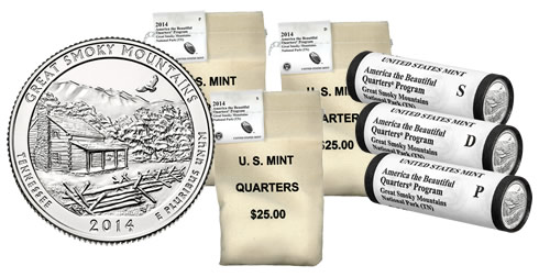 Great Smoky Mountains Quarters in Rolls and Bags
